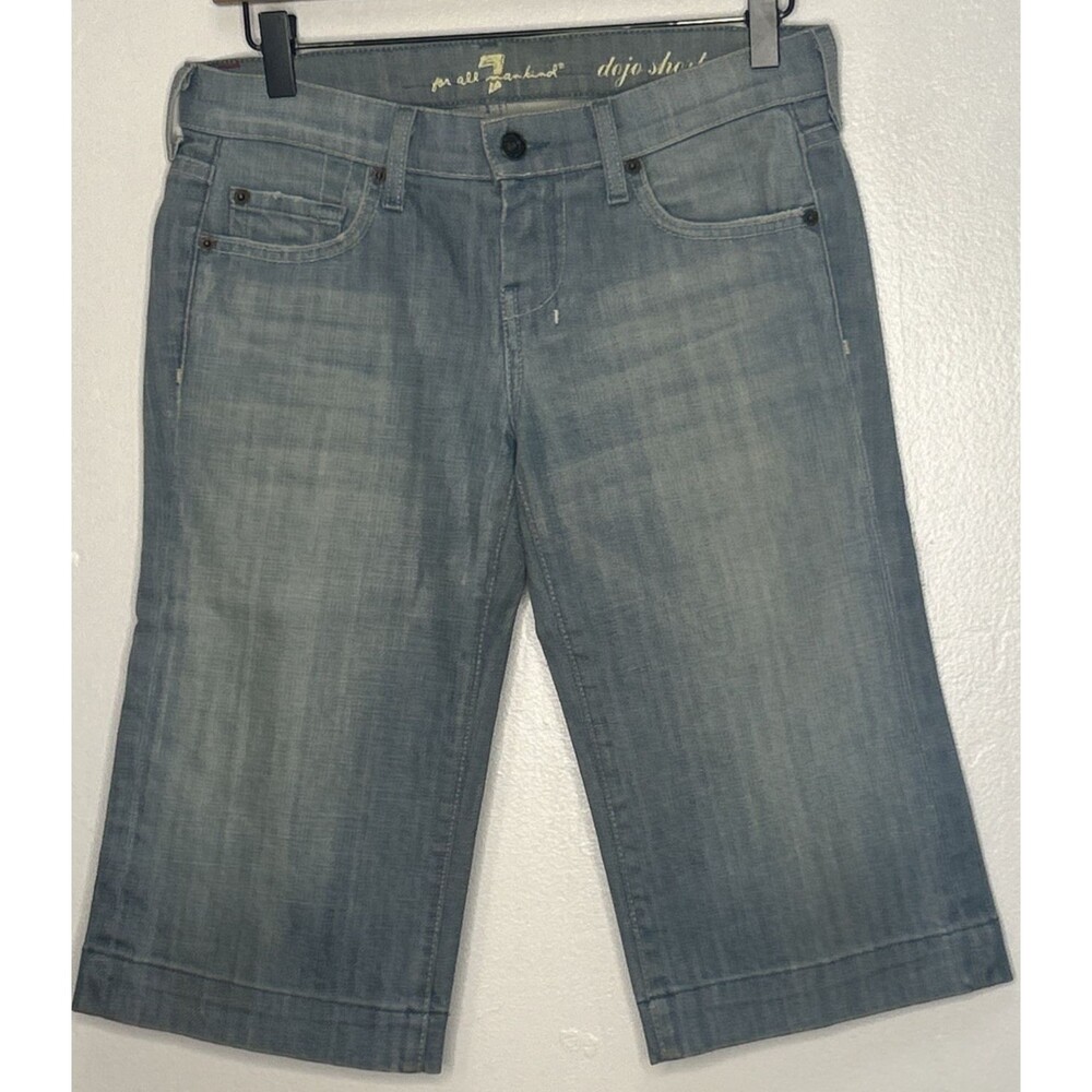 7 FOR ALL MANKIND DOJO SHORTS SIZE 26 Bermuda Y2K Light Wash Low Rise
